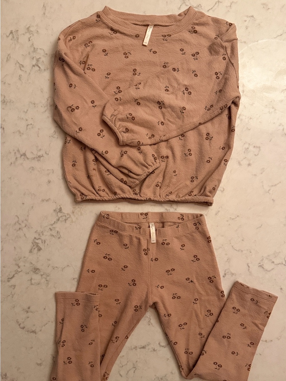 Girls Rylee + Cru spongy knit floral 2pc set